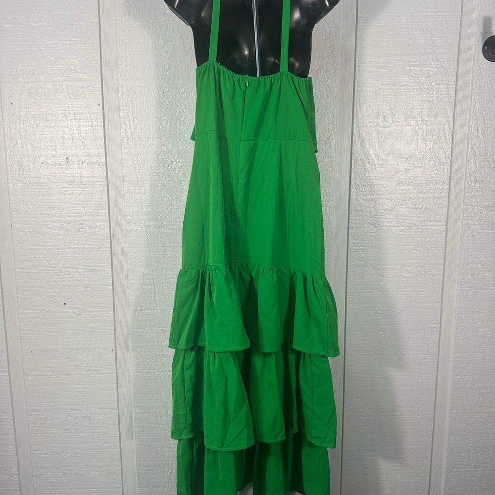 Misa Hylton for INC Green High Neck Spaghetti Strap Tiered Dress Size Small NWOT - Picture 6 of 10